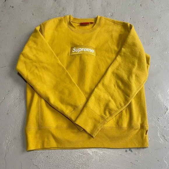 SUPREME Box Logo “BOGO” Mustard Box Logo Sweatshirt-S *GRAIL* - Picture 2 of 5